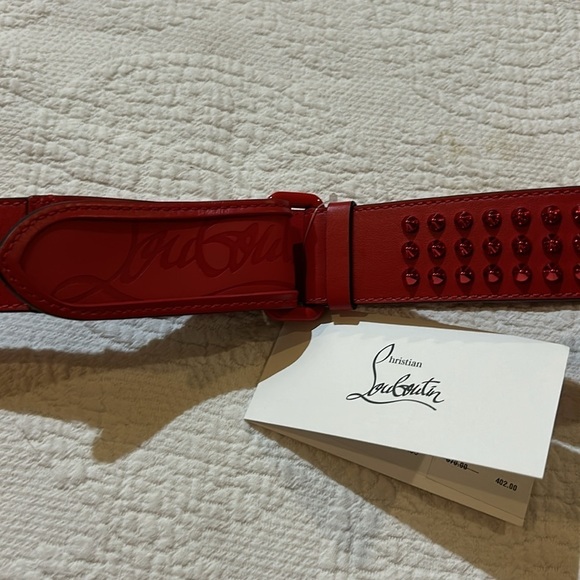 Christian Louboutin Red leather spike belt. NWT. Luxury Retro Studded Accessory main image 9